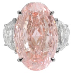 GIA Certified Platinum 15 Carat Fancy Intense Enhanced Pink Diamond Ring (bague en platine certifié GIA de 15 carats)