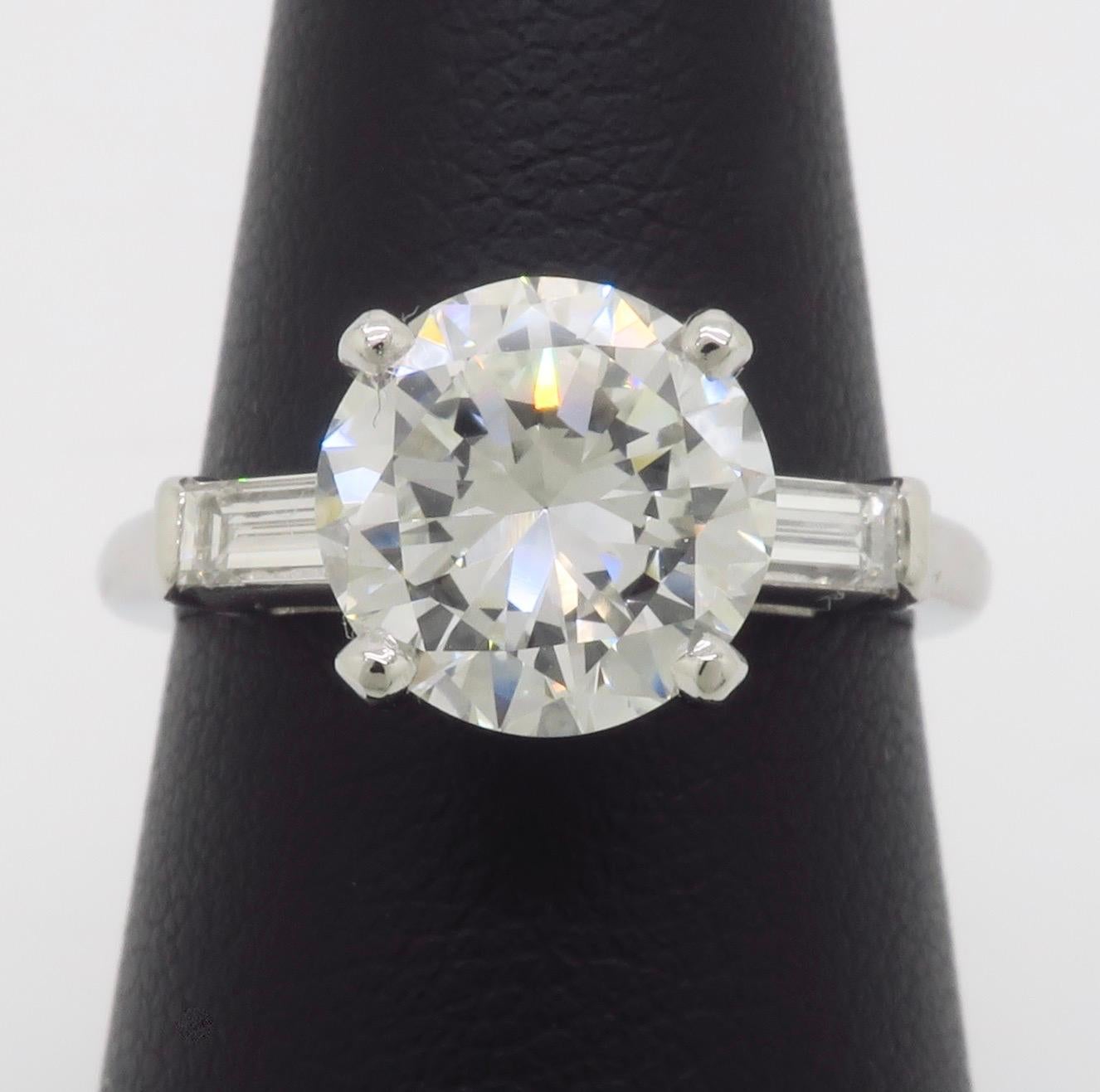 GIA Certified Platinum 2.38CTW Diamond Engagement Ring For Sale 5