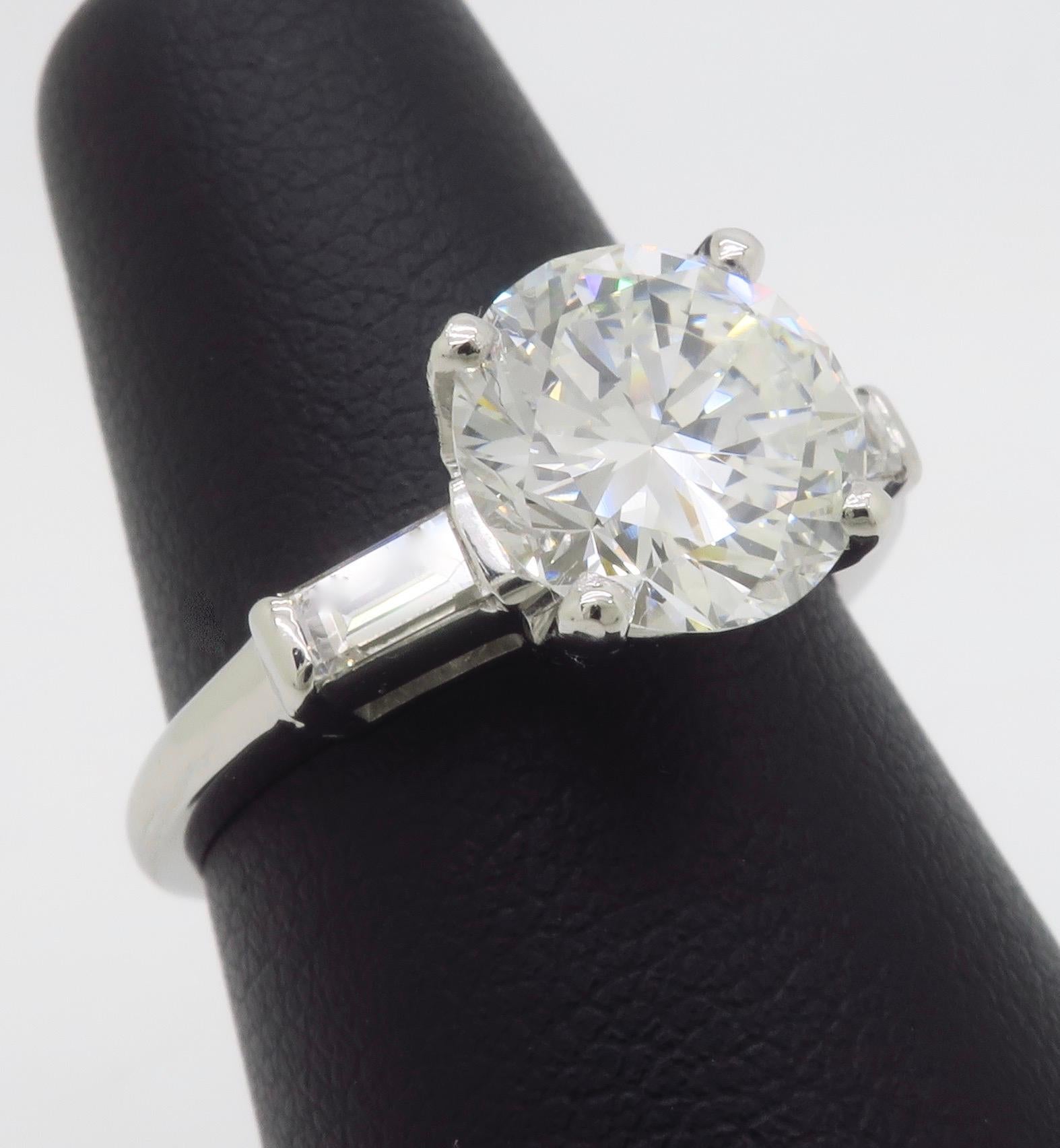 GIA Certified Platinum 2.38CTW Diamond Engagement Ring For Sale 6
