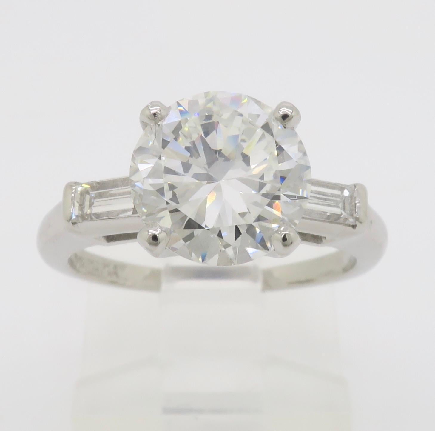 GIA Certified Platinum 2.38CTW Diamond Engagement Ring For Sale 7