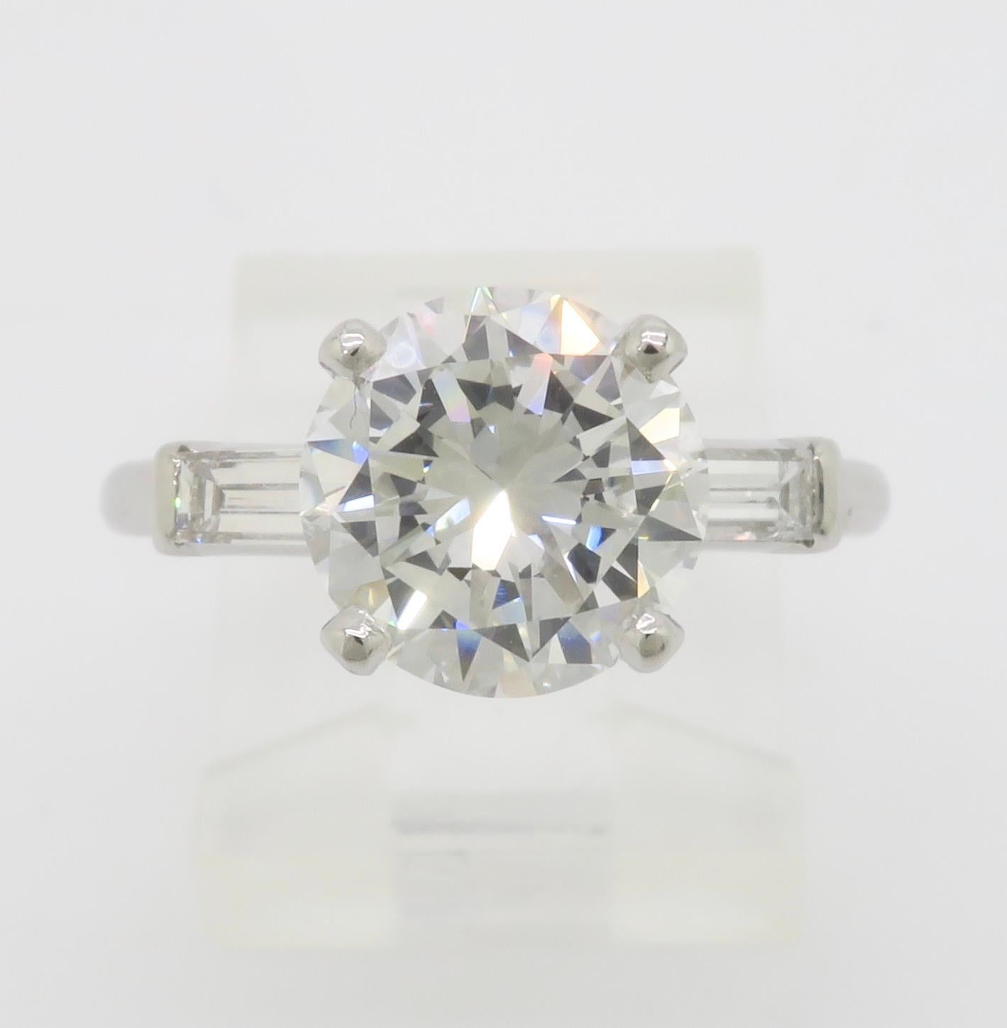 GIA Certified Platinum 2.38CTW Diamond Engagement Ring For Sale 8