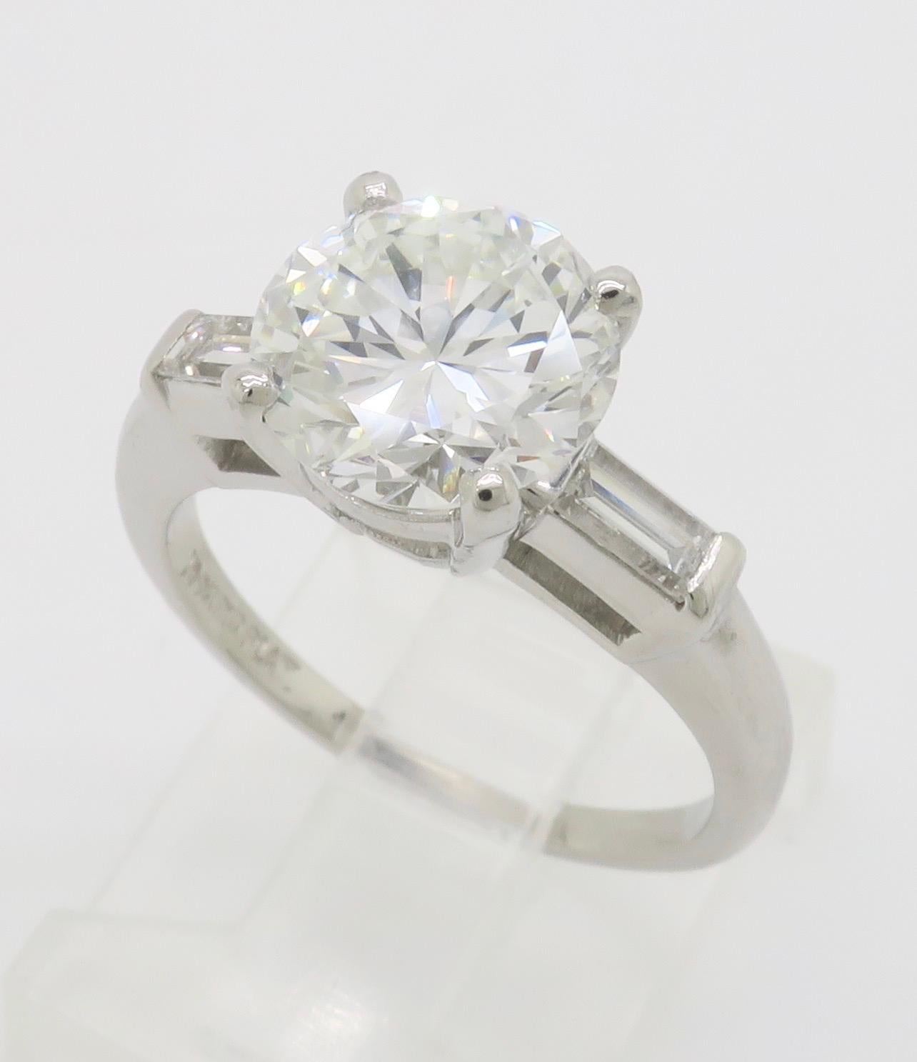 GIA Certified Platinum 2.38CTW Diamond Engagement Ring For Sale 9