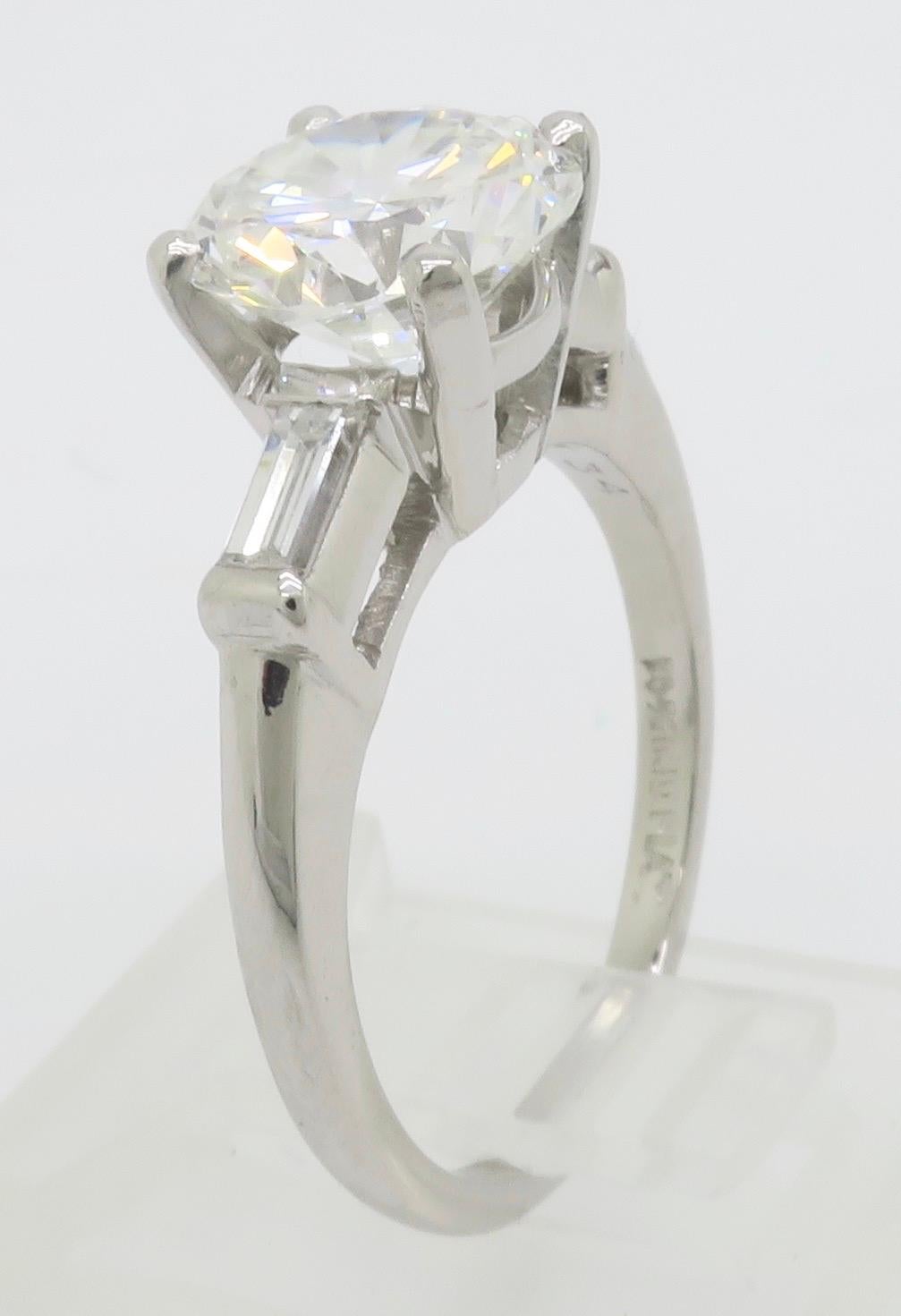 GIA Certified Platinum 2.38CTW Diamond Engagement Ring For Sale 10