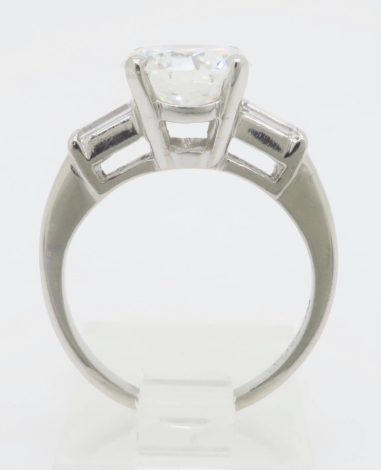 GIA Certified Platinum 2.38CTW Diamond Engagement Ring For Sale 11