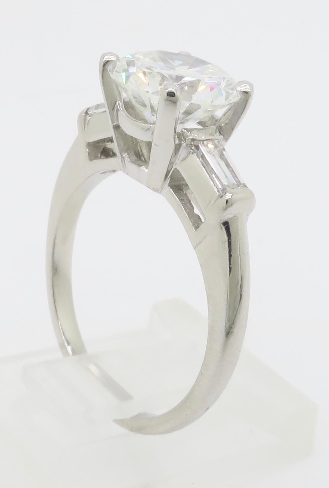 GIA Certified Platinum 2.38CTW Diamond Engagement Ring For Sale 12