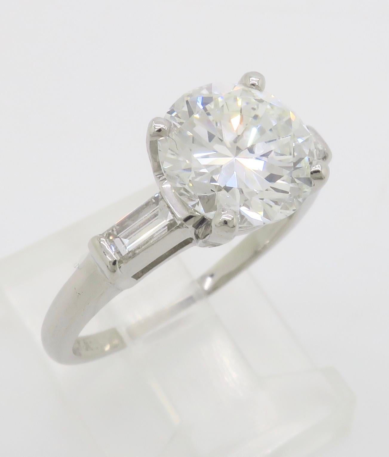 GIA Certified Platinum 2.38CTW Diamond Engagement Ring For Sale 13