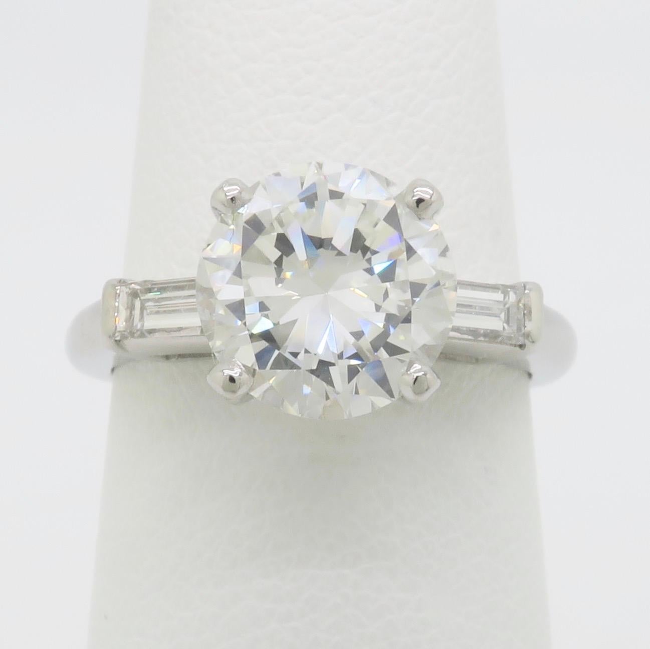 GIA Certified Platinum 2.38CTW Diamond Engagement Ring For Sale 1