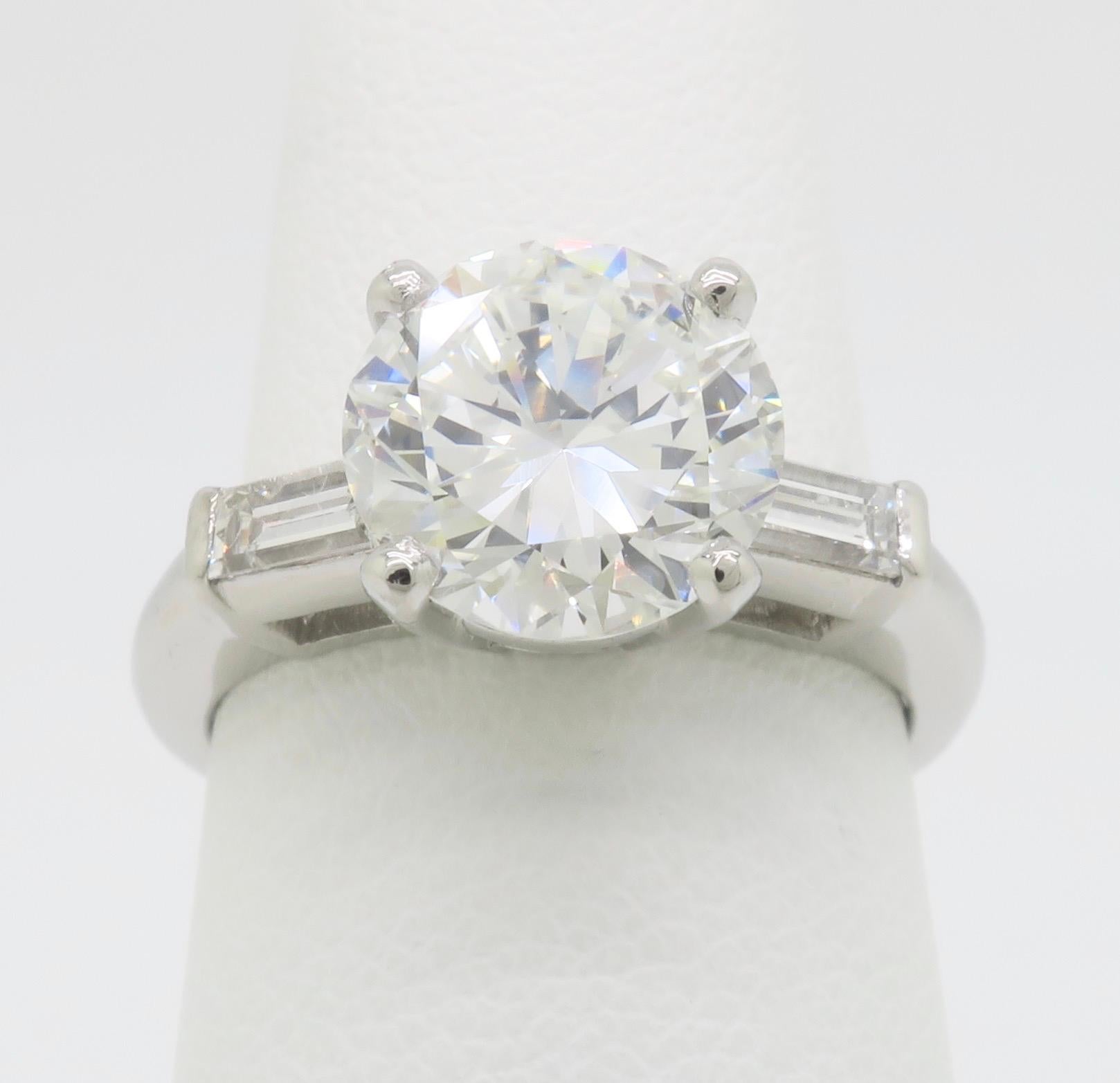 GIA Certified Platinum 2.38CTW Diamond Engagement Ring For Sale 2