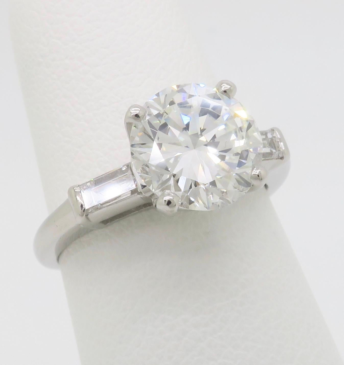GIA Certified Platinum 2.38CTW Diamond Engagement Ring For Sale 3