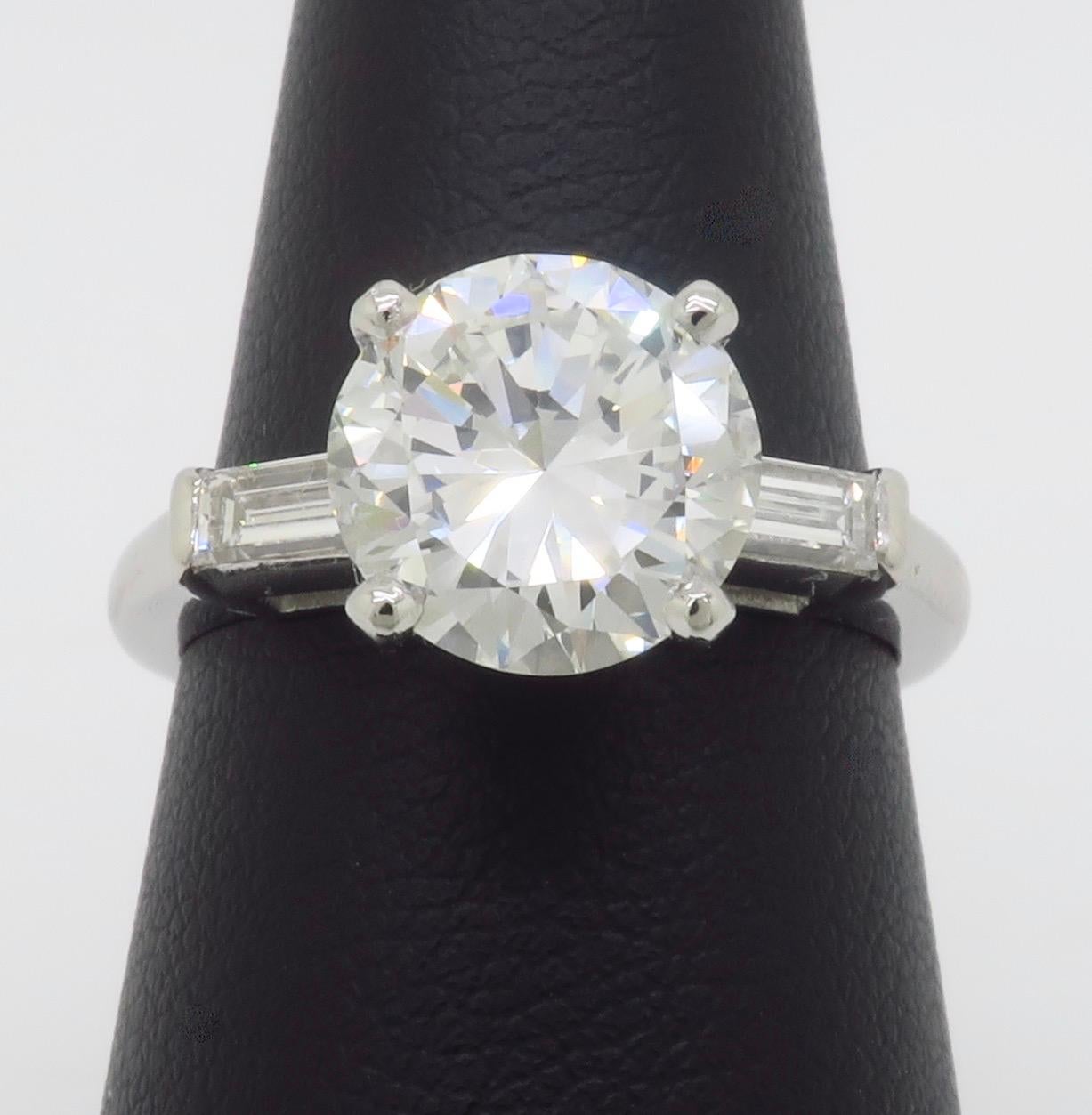 GIA Certified Platinum 2.38CTW Diamond Engagement Ring For Sale 4
