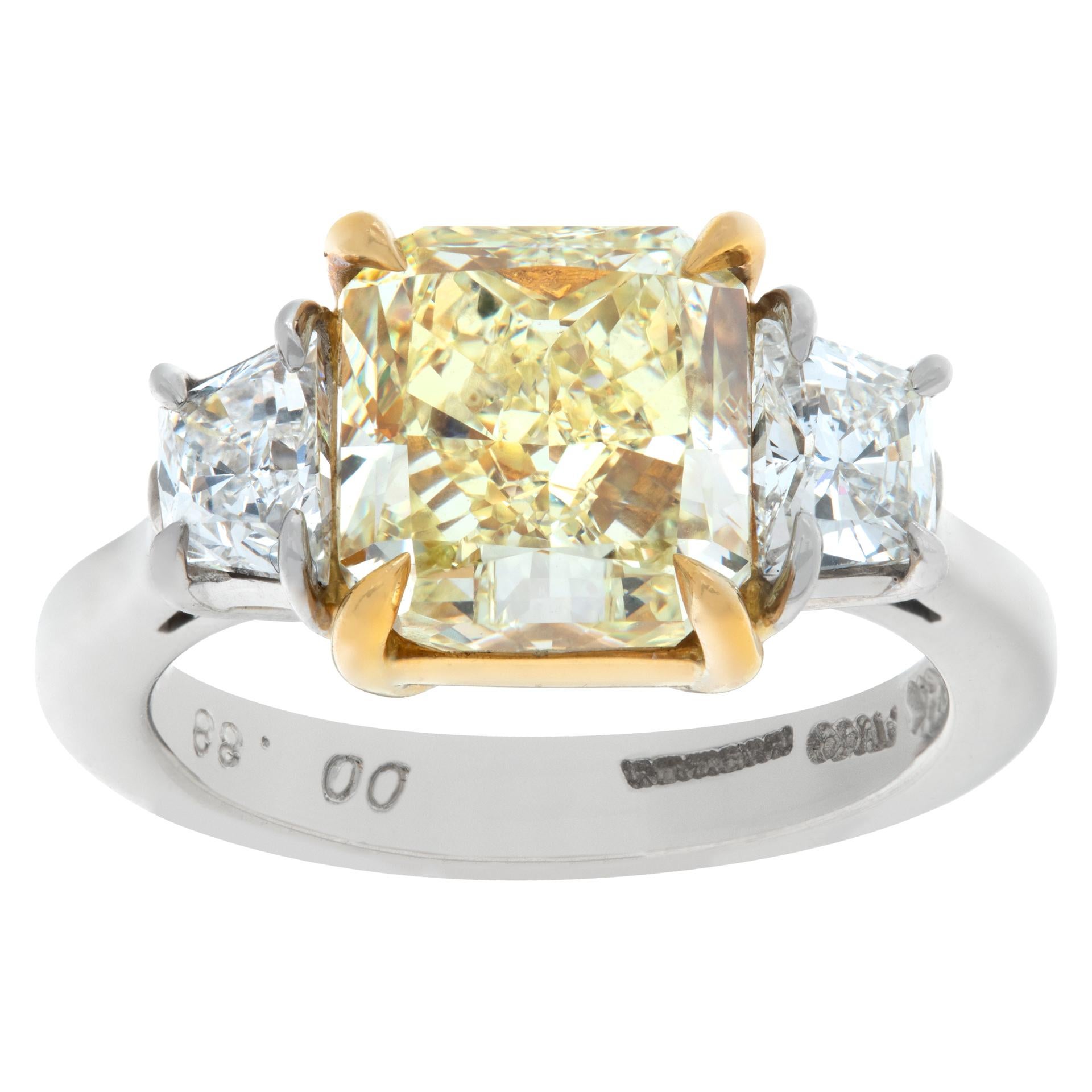 GIA Certified Platinum and 18k Yellow Gold Ring