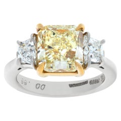 GIA Certified Platinum and 18k Yellow Gold Ring
