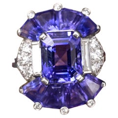 GIA Certified Platinum Art Deco Style Color-Changing Sapphire No Heat Sri Lanka