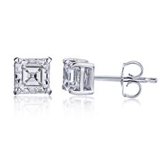 Gia Certified Platinum Ascher Cut Diamond Studs