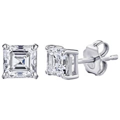 Gia Certified Platinum Ascher Cut Diamond Studs 
