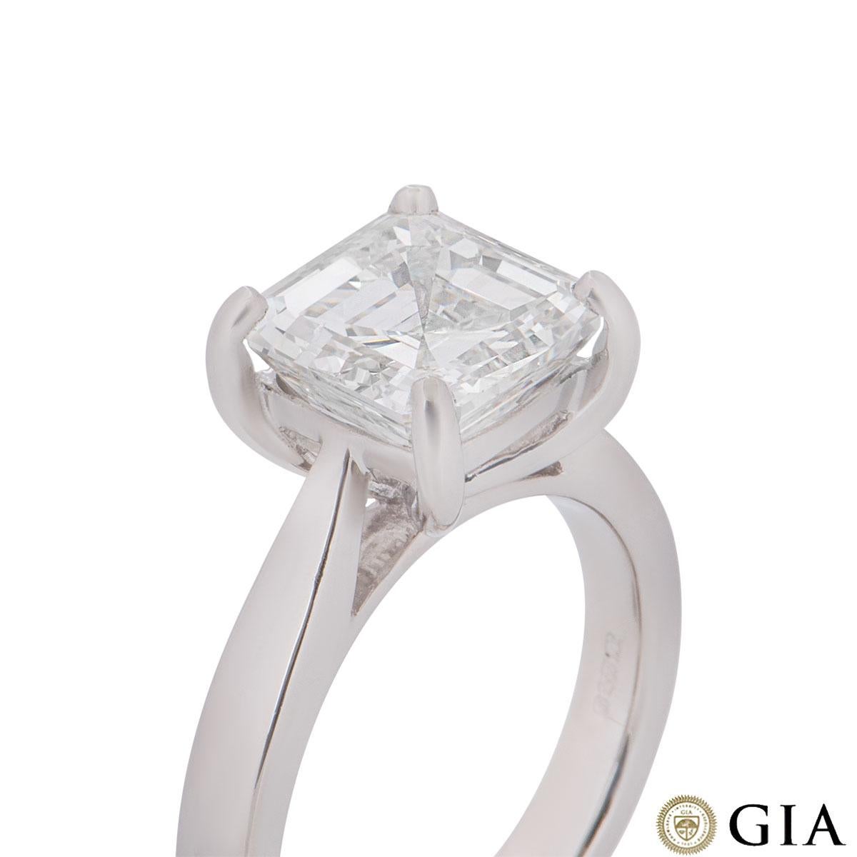 GIA Certified Platinum Asscher Cut Diamond Engagement Ring 3.52 Carat 1