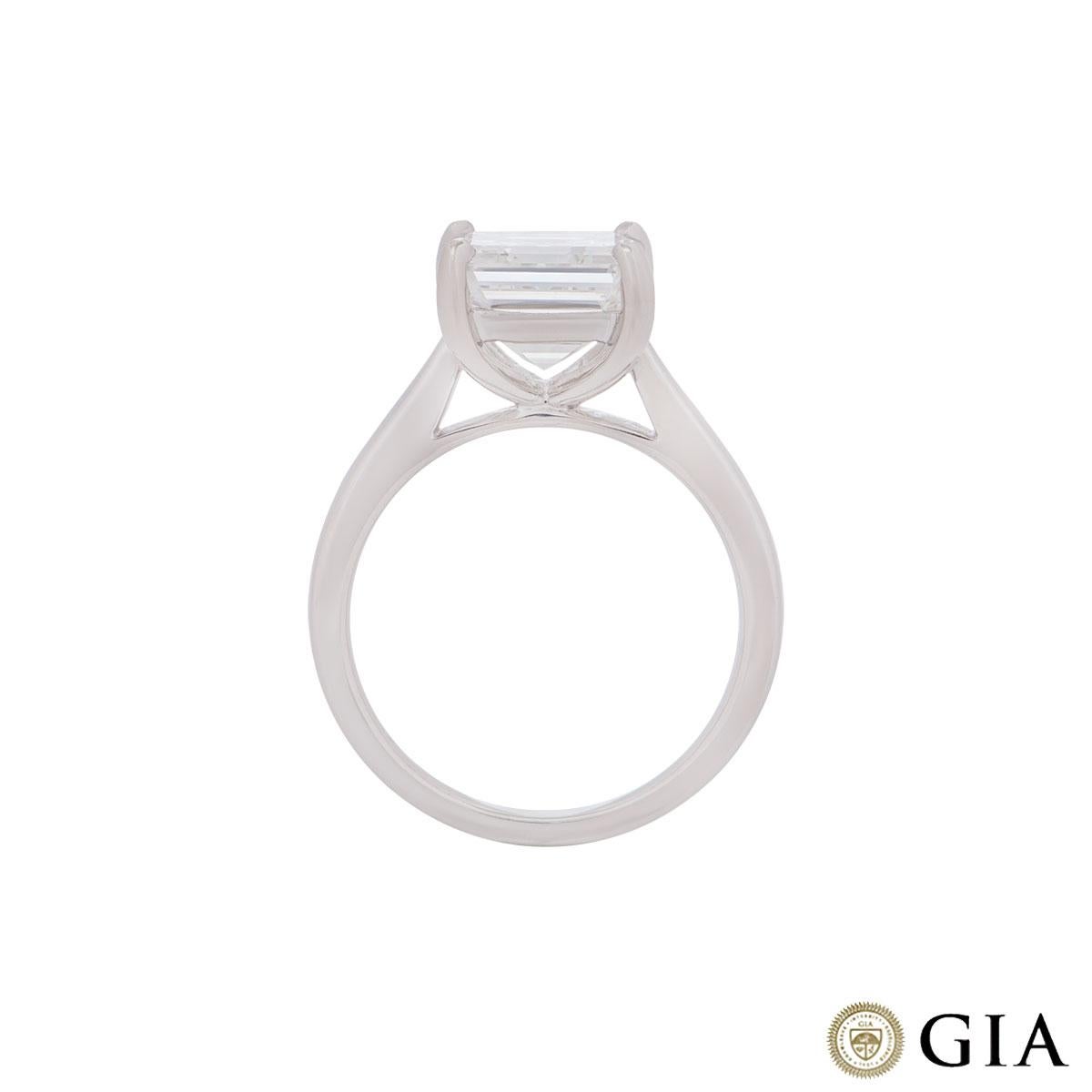 GIA Certified Platinum Asscher Cut Diamond Engagement Ring 3.52 Carat 2