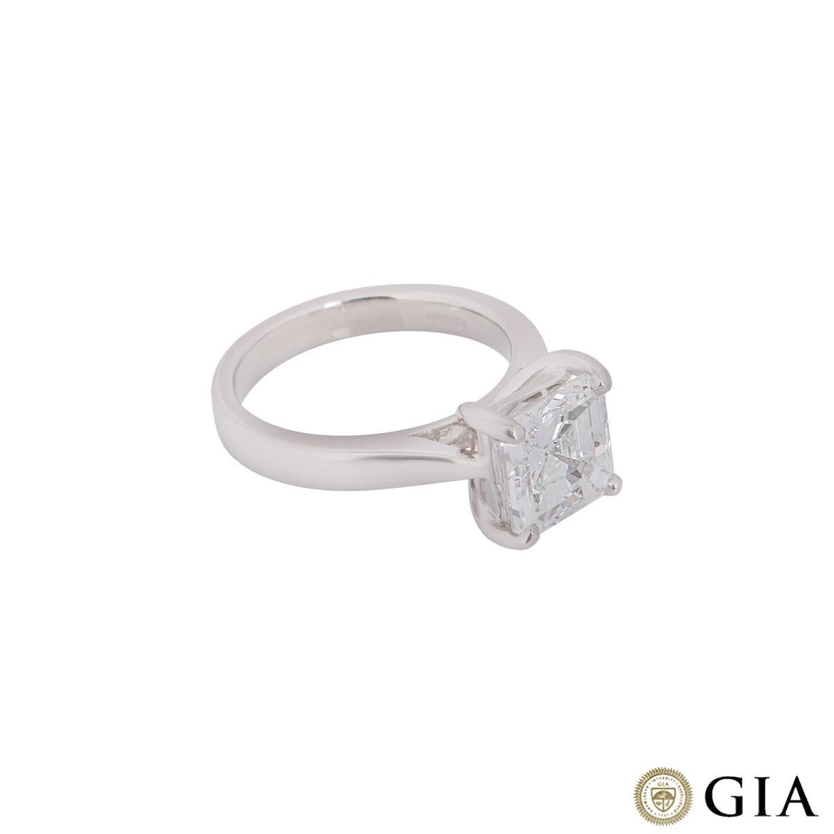 GIA Certified Platinum Asscher Cut Diamond Engagement Ring 3.52 Carat 3