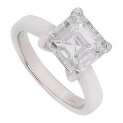 GIA Certified Platinum Asscher Cut Diamond Engagement Ring 3.52 Carat