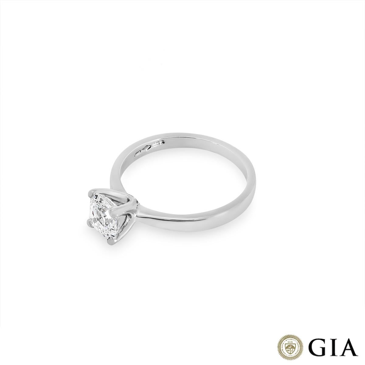 Women's GIA Certified Platinum Asscher Cut Diamond Ring 0.97ct F/VVS2 For Sale