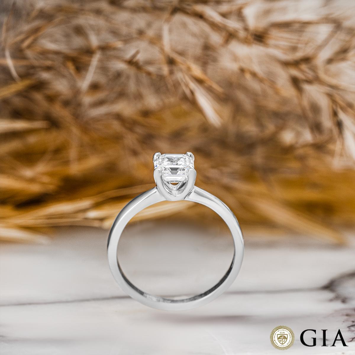 GIA Certified Platinum Asscher Cut Diamond Ring 0.97ct F/VVS2 For Sale 4