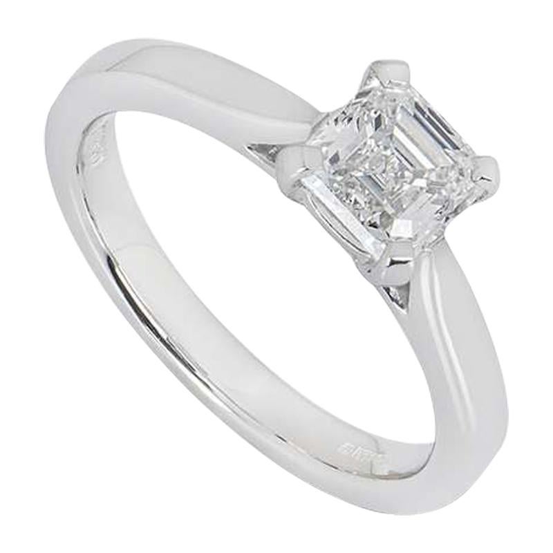 GIA Certified Platinum Asscher Cut Diamond Ring 1.01 Carat F/VS2 For Sale