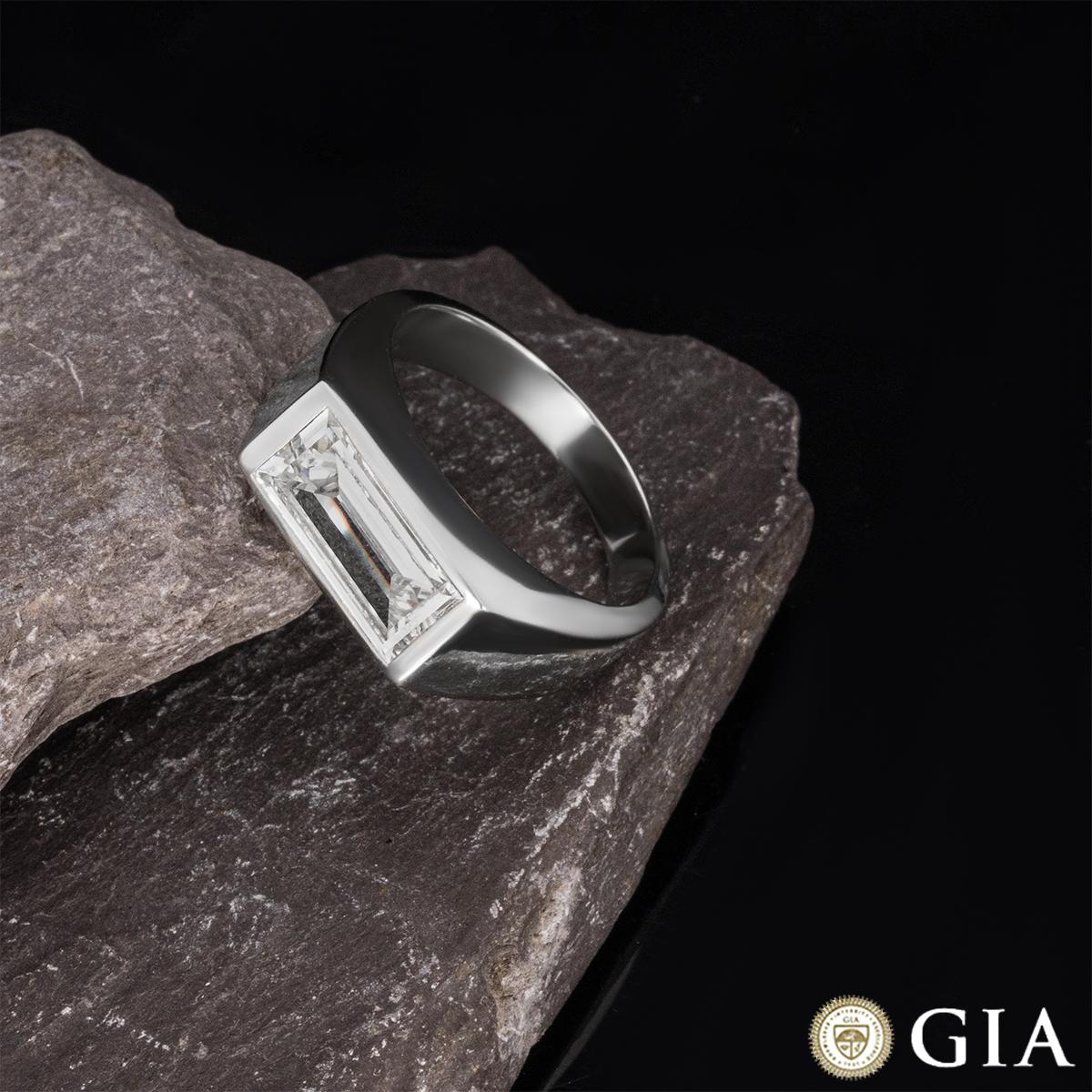 GIA Certified Platinum Baguette Cut Diamond Ring 1.98ct J/SI2 For Sale 4