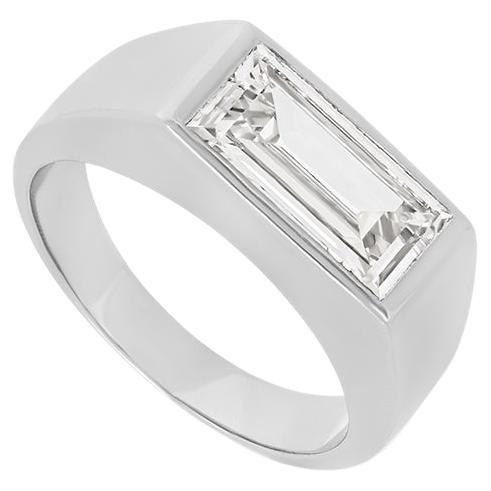 GIA Certified Platinum Baguette Cut Diamond Ring 1.98ct J/SI2 For Sale