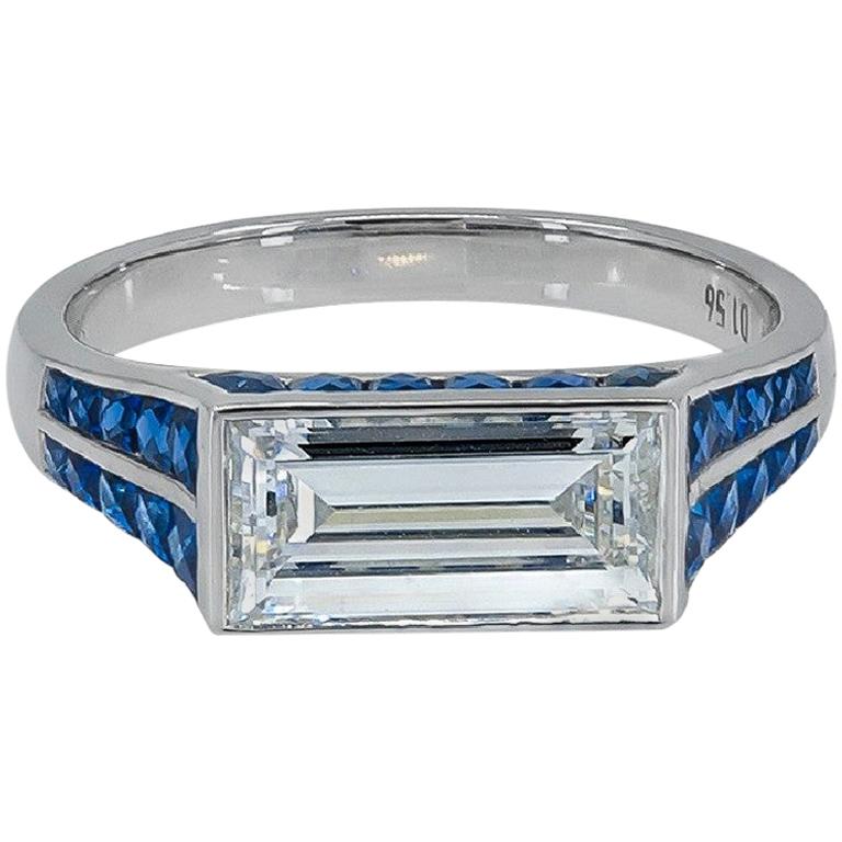 Sophia D, GIA Certified 1.56 Carat Baguette Diamond engagement Ring For Sale