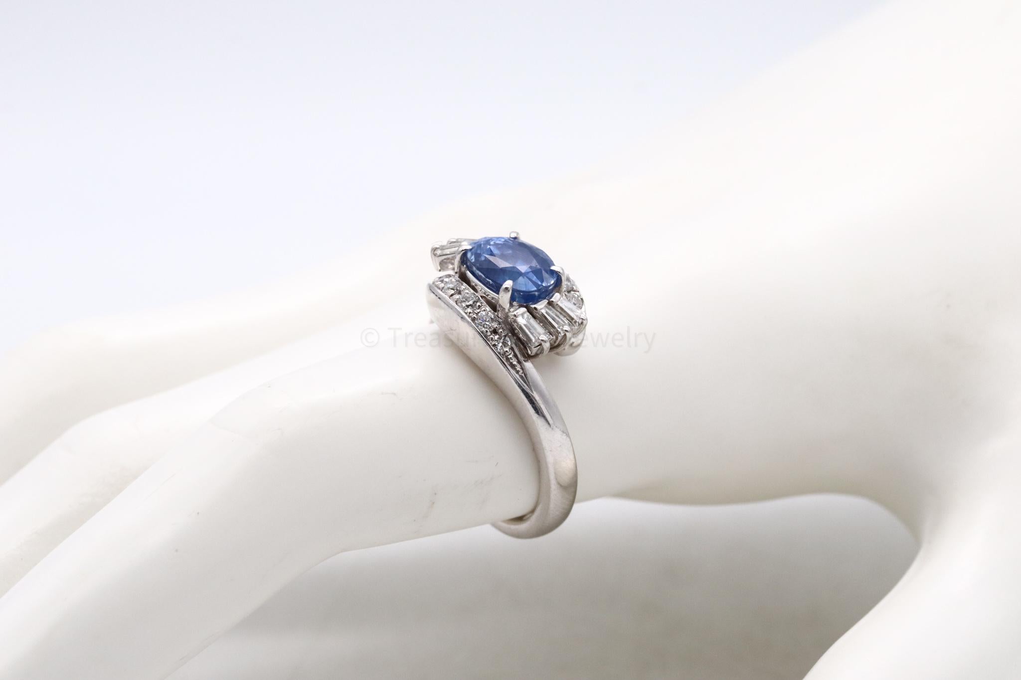 Modern Gia Certified Platinum Cocktail with 3.99 Ctw in Ceylon Sapphire and Diamonds For Sale
