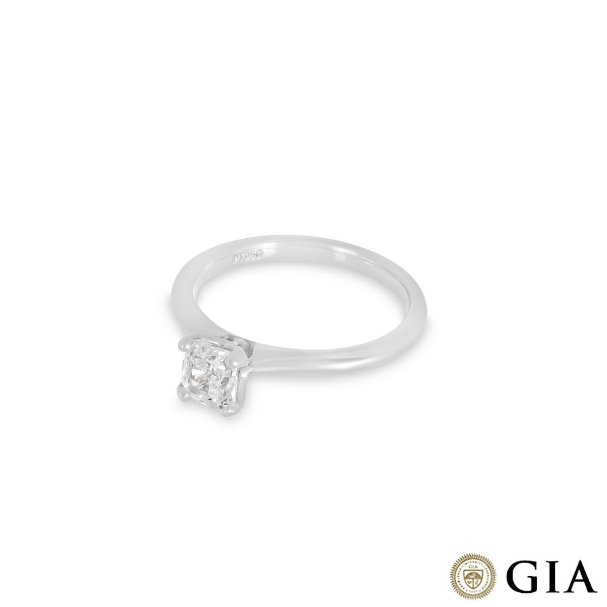 GIA Certified Platinum Cushion Cut Diamond Engagement Ring 0.81 Carat In New Condition For Sale In London, GB