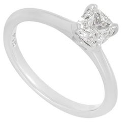 GIA Certified Platinum Cushion Cut Diamond Engagement Ring 0.81 Carat