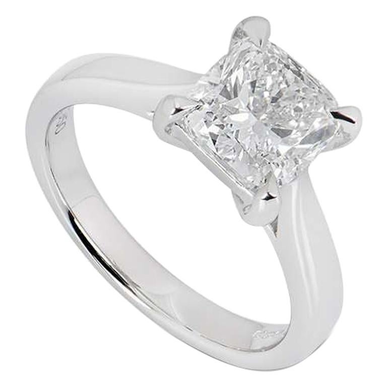 GIA Certified Platinum Cushion Cut Diamond Engagement Ring 2.00 Carat F/VS2