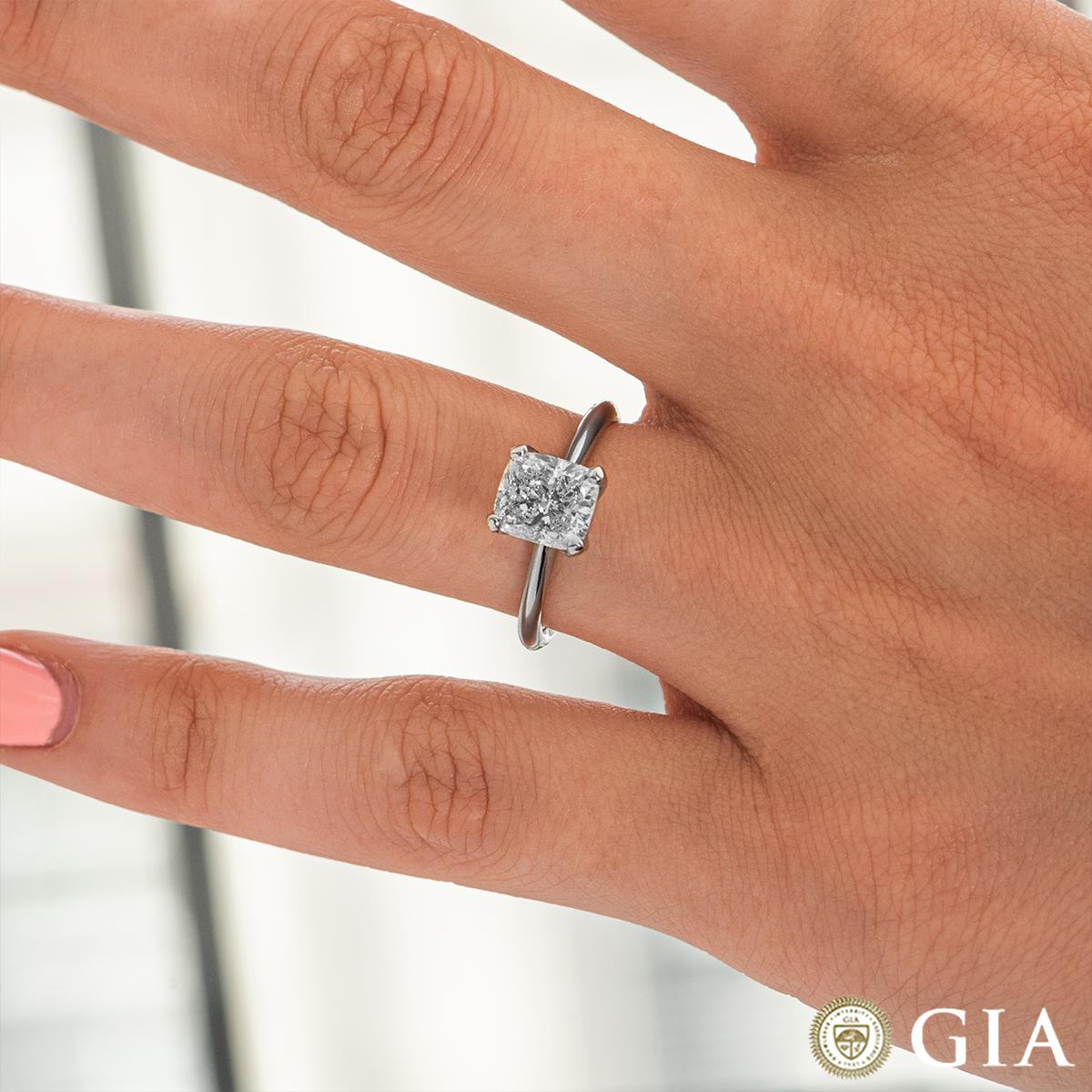 GIA Certified Platinum Cushion Cut Diamond Engagement Ring 2.00 Carat For Sale 2