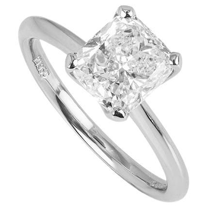 GIA Certified Platinum Cushion Cut Diamond Engagement Ring 2.00 Carat For Sale