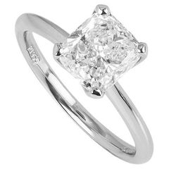 GIA Certified Platinum Cushion Cut Diamond Engagement Ring 2.00 Carat