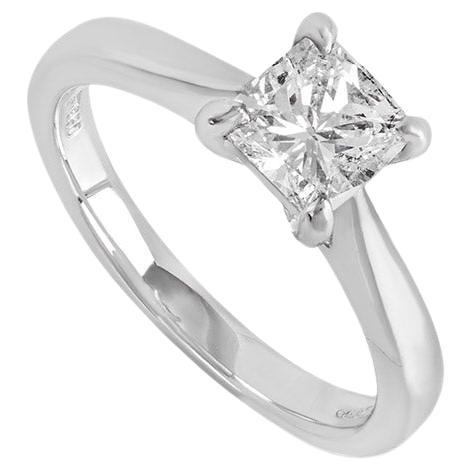 GIA Certified Platinum Cushion Cut Diamond Ring 0.91ct I/VS2 For Sale