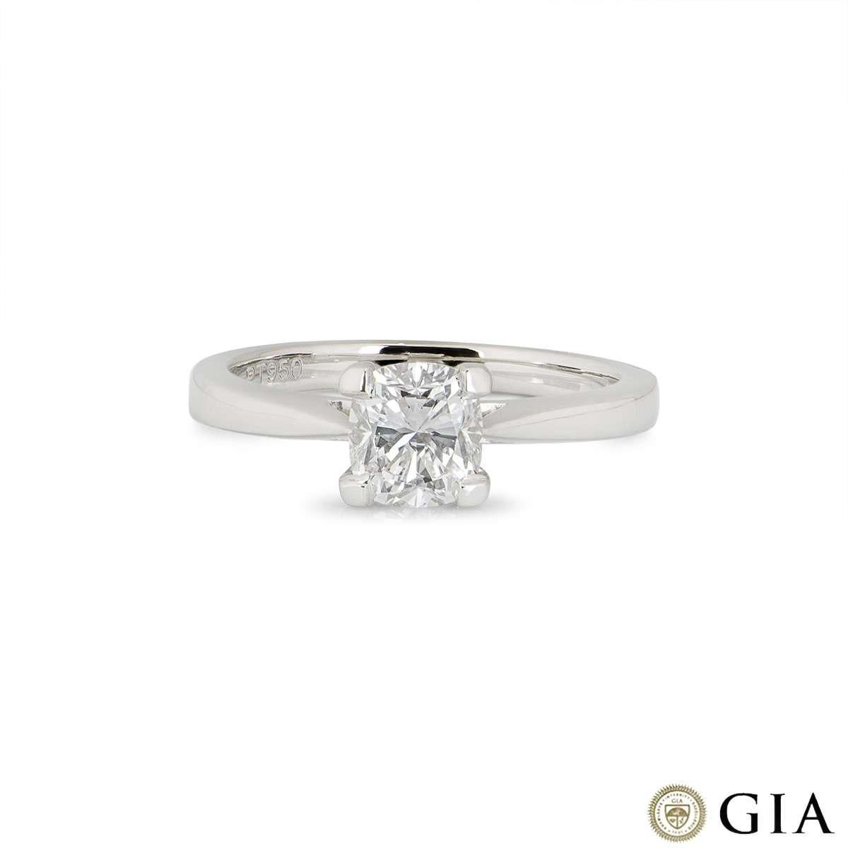 GIA Certified Platinum Cushion Cut Diamond Ring 1.01 Carat E/VS2 In New Condition For Sale In London, GB