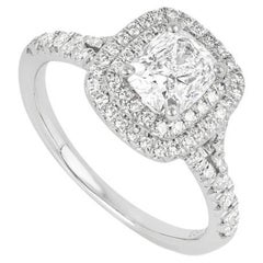 Used GIA Certified Platinum Cushion Cut Diamond Ring 1.01ct D/SI2