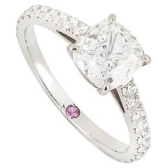 GIA Certified Platinum Cushion Cut Diamond Ring 1.55ct G/VVS1