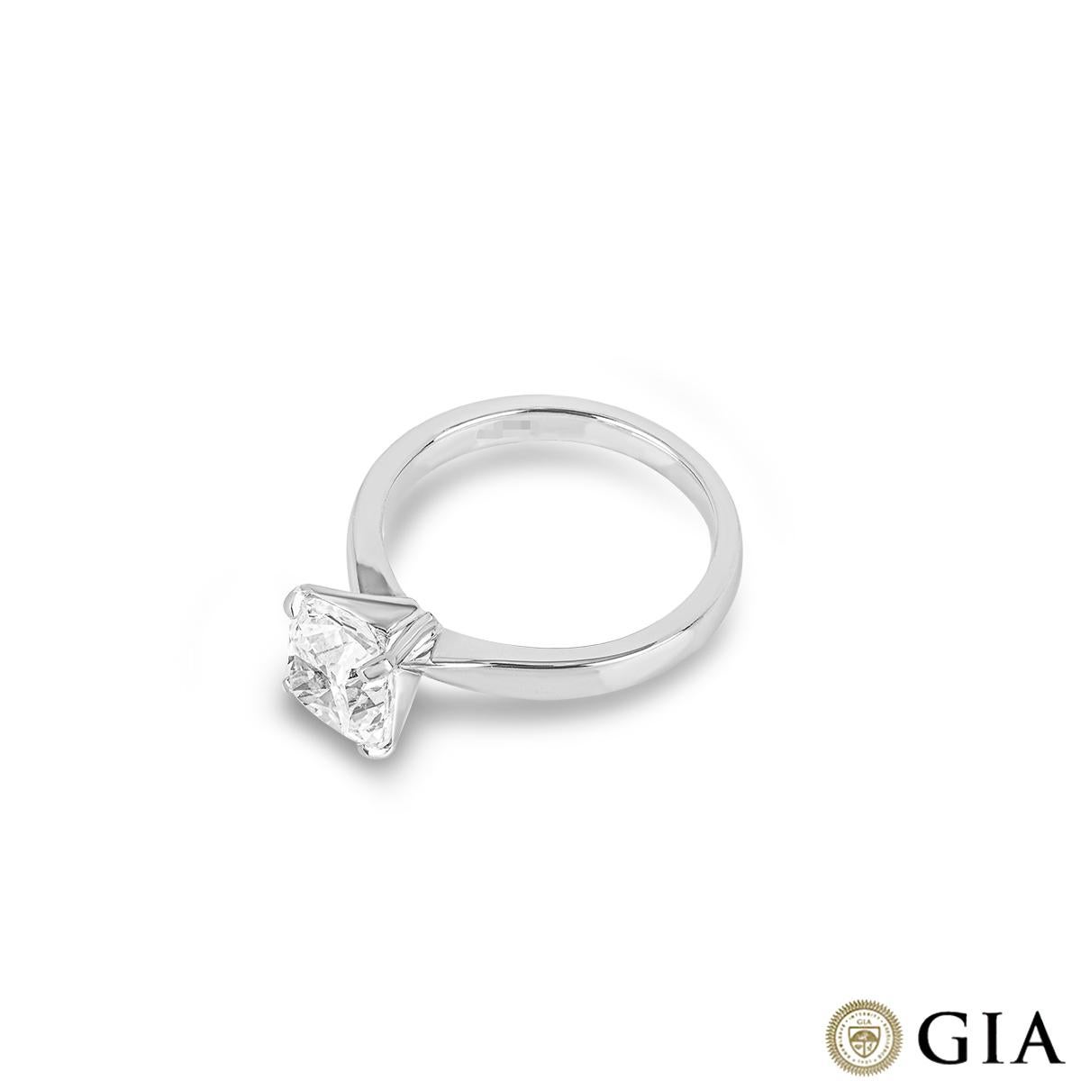 Women's GIA Certified Platinum Cushion Cut Diamond Ring 2.07ct H/VVS2 For Sale