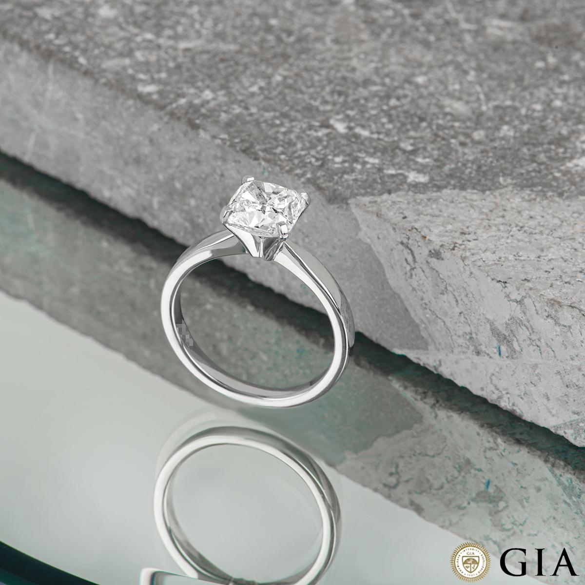 GIA Certified Platinum Cushion Cut Diamond Ring 2.07ct H/VVS2 For Sale 3