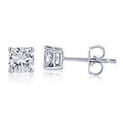 GIA Certified Platinum Cushion Cut Diamond Studs 1.00 Carat Total
