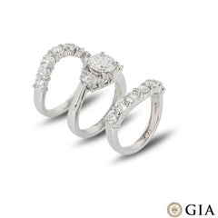 GIA Certified Platinum Diamond Engagement Ring and Bridal Set 1.55ct I/VS2