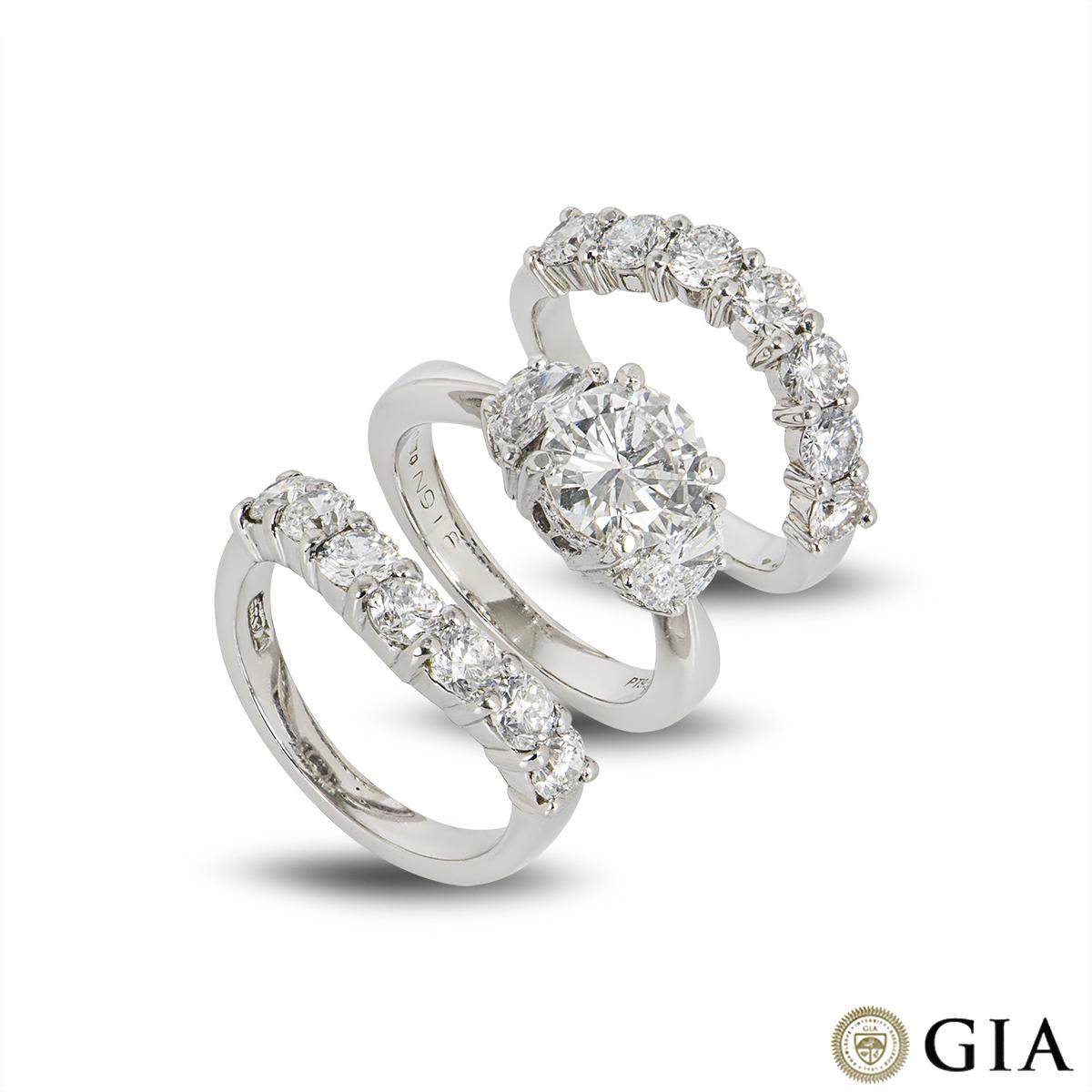 GIA Certified Platinum Diamond Engagement Ring and Bridal Set 1.55ct I/VS2 For Sale 1