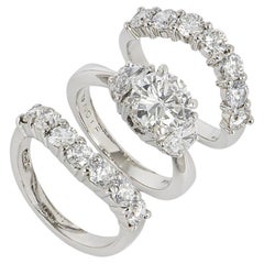 Bague de fiançailles et bague de mariage en platine avec diamant certifié GIA de 1,55 carat I/VS2