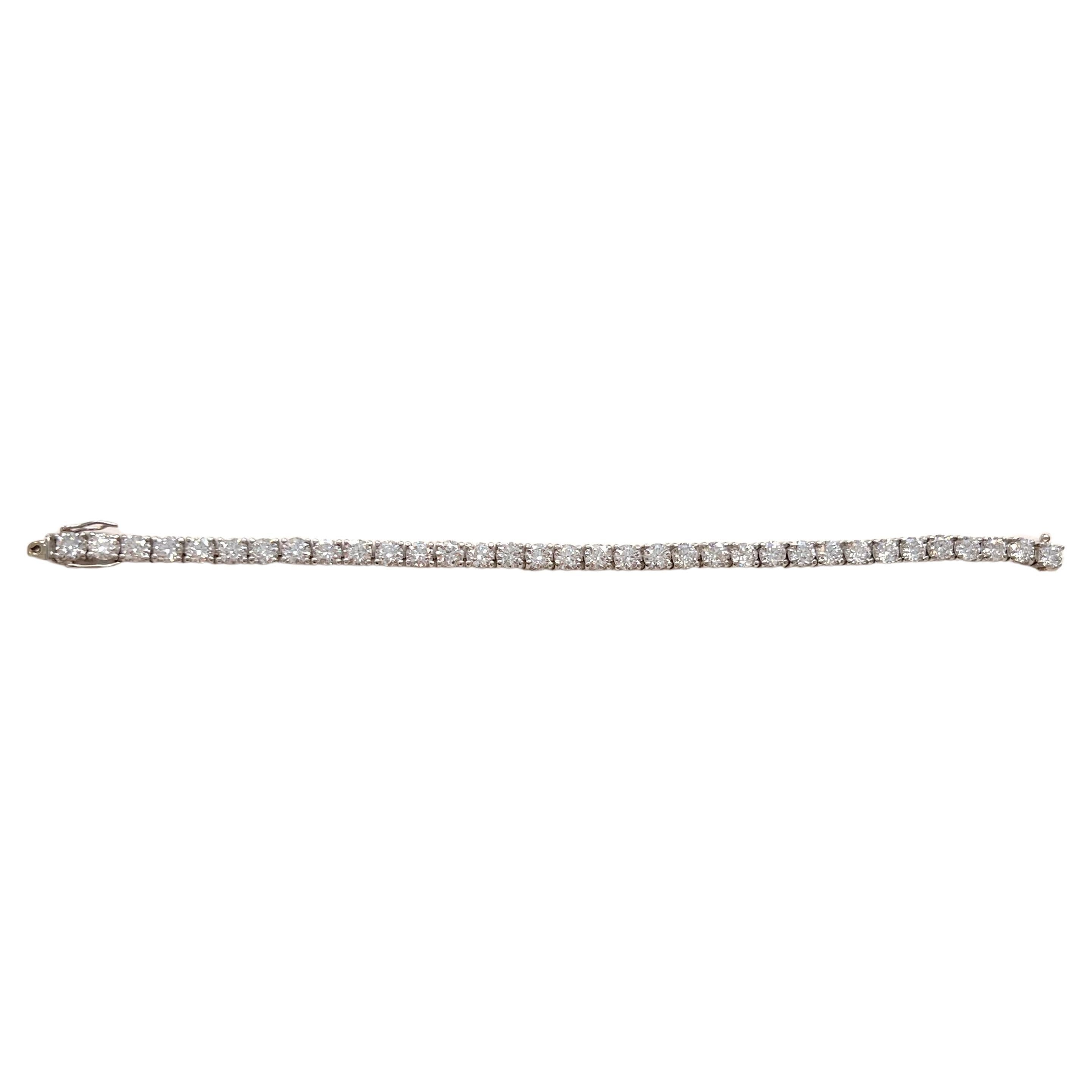 GIA Certified Platinum Diamond Tennis Bracelet In New Condition For Sale In Carrollton, TX