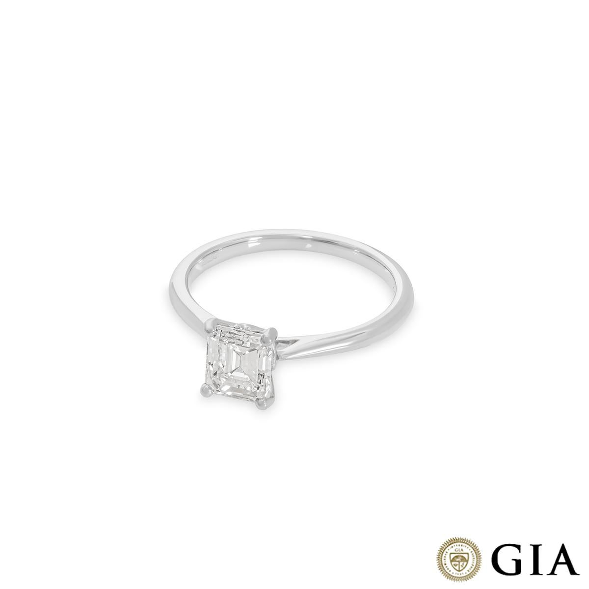 Women's GIA Certified Platinum Emerald Cut Diamond Engagement Ring 1.03Carat E/VVS2 For Sale