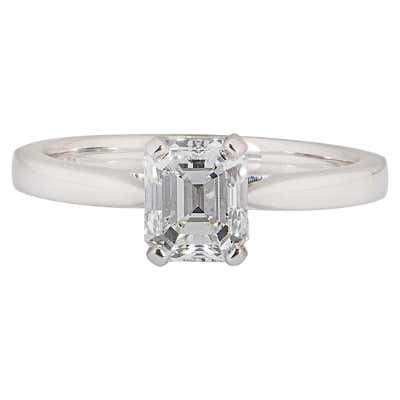 GIA Certified 4 Carat Emerald Cut Diamond Platinum Ring For Sale at 1stDibs