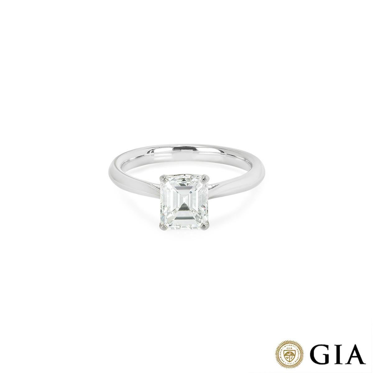 GIA Certified Platinum Emerald Cut Diamond Engagement Ring 1.51ct E/VS2 In New Condition For Sale In London, GB